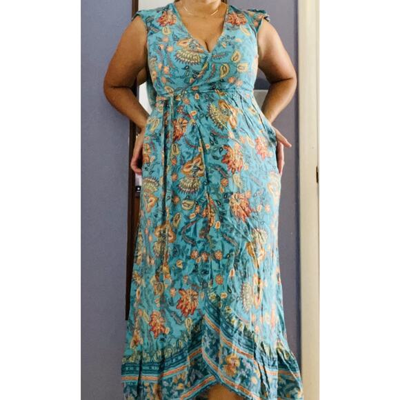 Floral Dress Princess Cottagecore Romantic Sm Wrap Maxi - Picture 1 of 8